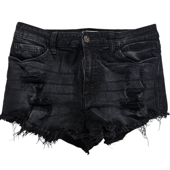 Studio Blue Black Jean Shorts with Distressed Details Size 29 - Picture 1 of 5